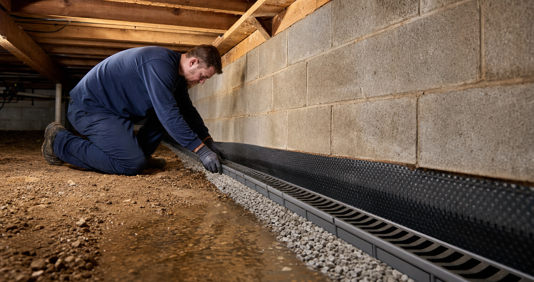 Illustrative crawl space drainage channel used for Knoxville scope planning